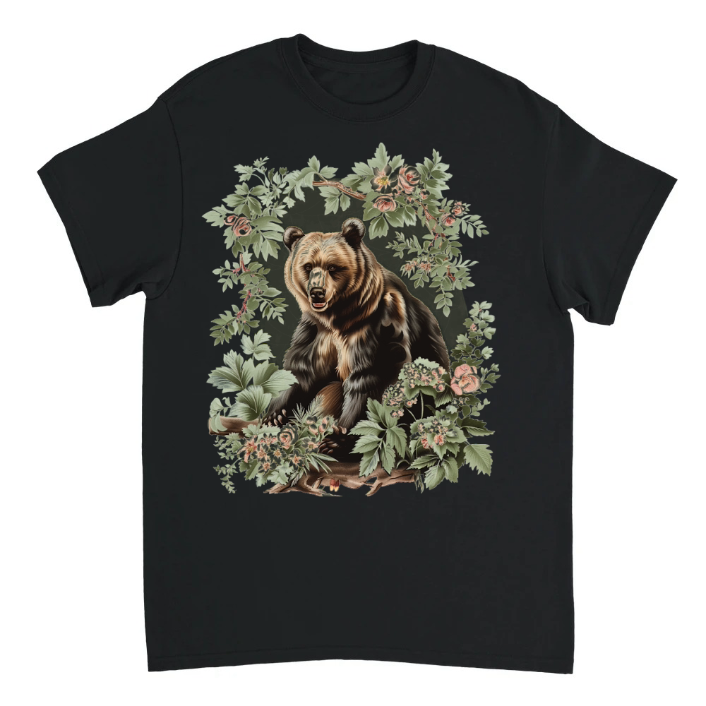 Product antique wild bear surrounded by forest plants Unisex T-shirt