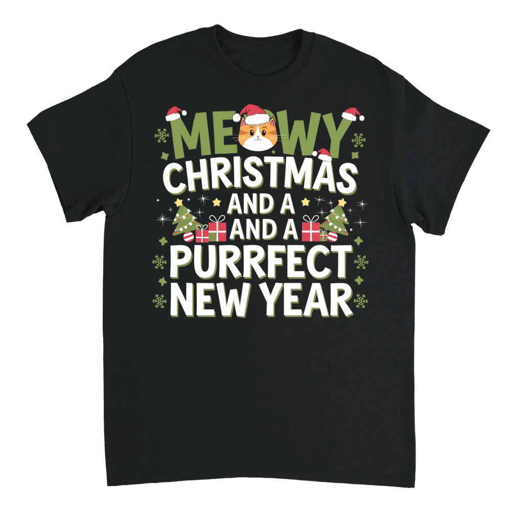 Product meowy christmas and a and a purrfect new year 1 Unisex T-shirt